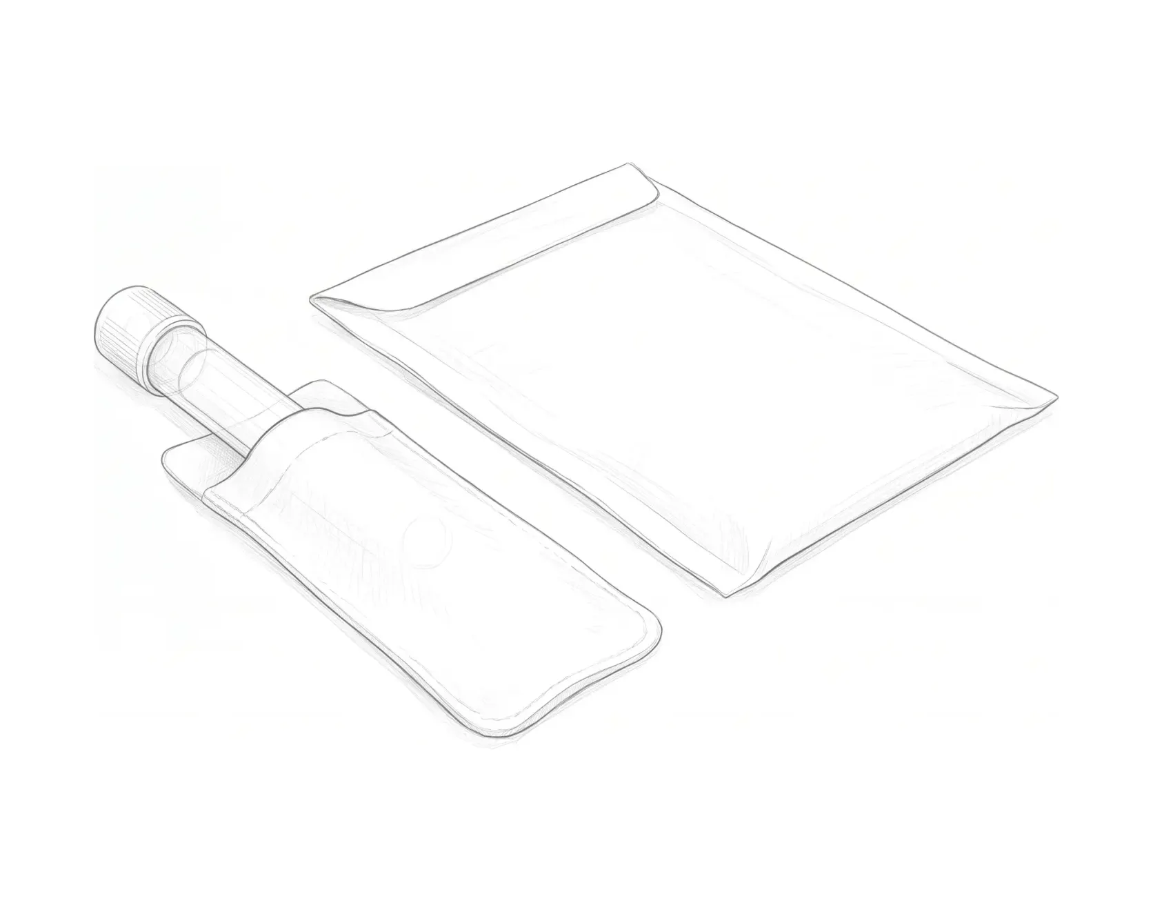 Dibujo a lápiz del sobre de retorno